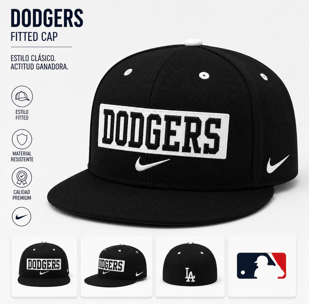 Gorra Nike Los Angeles Dodgers negra Fitted (cerrada) - Mundogorrasgc