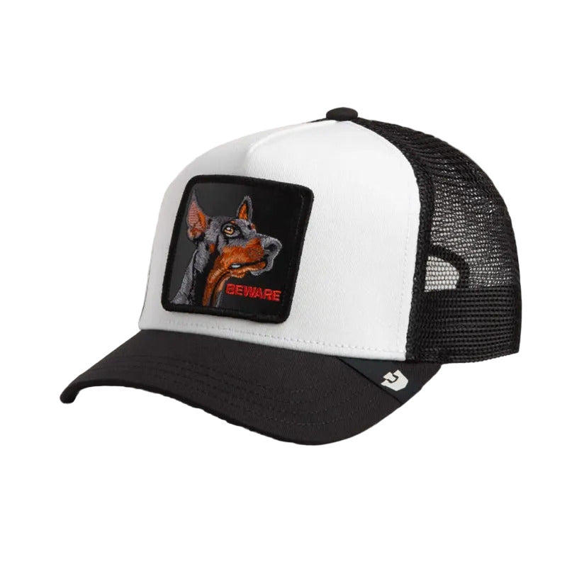 Gorra goorin bros blanca y negra BEWARE Dobermann (Dóberman)