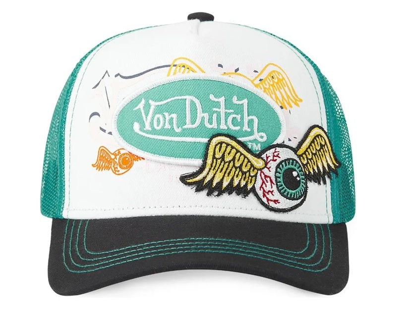 Gorra Von Dutch Trucker PAT GRE blanca verde negro