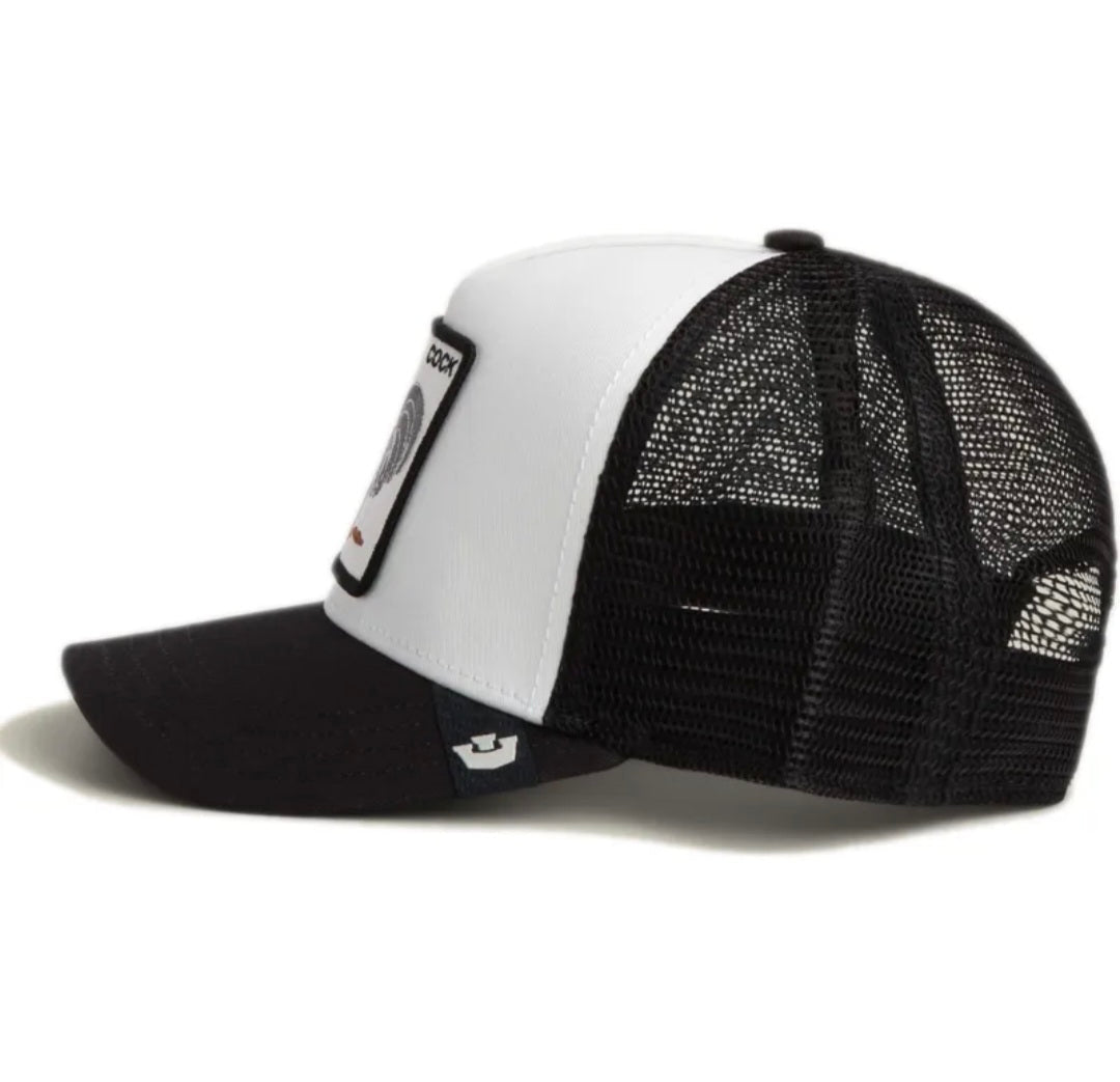 Gorra gallo COCK goorin bros blanca y negra - Mundogorrasgc