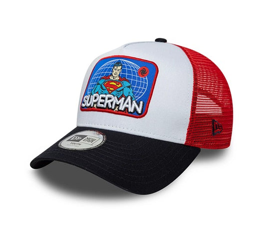 Gorra New Era Superman YOUTH Trucker Blanca, Roja y azul – DC Comics