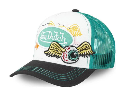 Gorra Von Dutch Trucker PAT GRE blanca verde negro